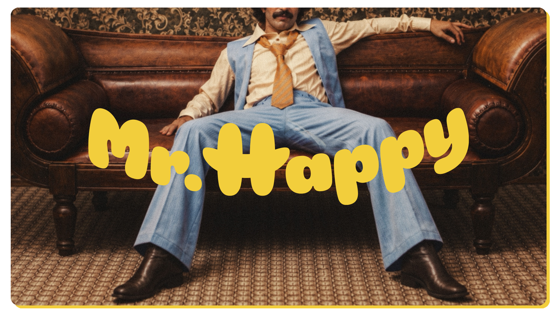 Mr Happy on the sofa